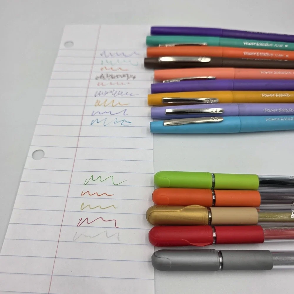 5 Linc Geltonic Gel Pens & 9 Paper Mate Flair Medium Pens MultiColor Crafts Arts